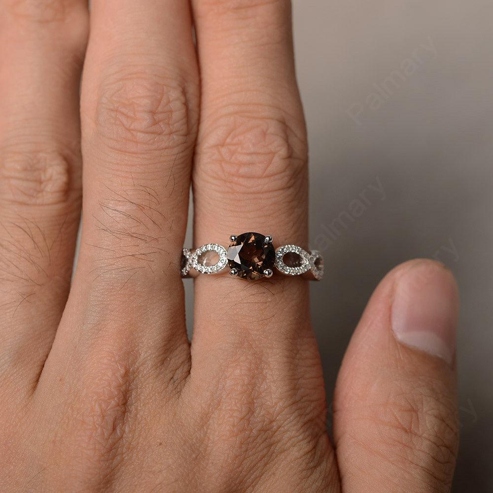 Round Cut Infinity Smoky Quartz  Rings - Palmary