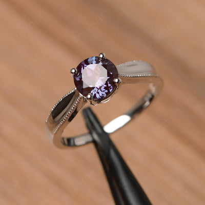 Brilliant Cut Alexandrite Solitaire Wedding Rings - Palmary