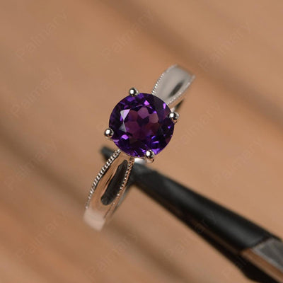 Brilliant Cut Amethyst Solitaire Wedding Rings - Palmary