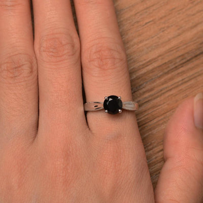 Brilliant Cut Black Spinel Solitaire Wedding Rings - Palmary