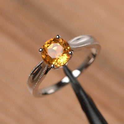 Brilliant Cut Citrine Solitaire Wedding Rings - Palmary