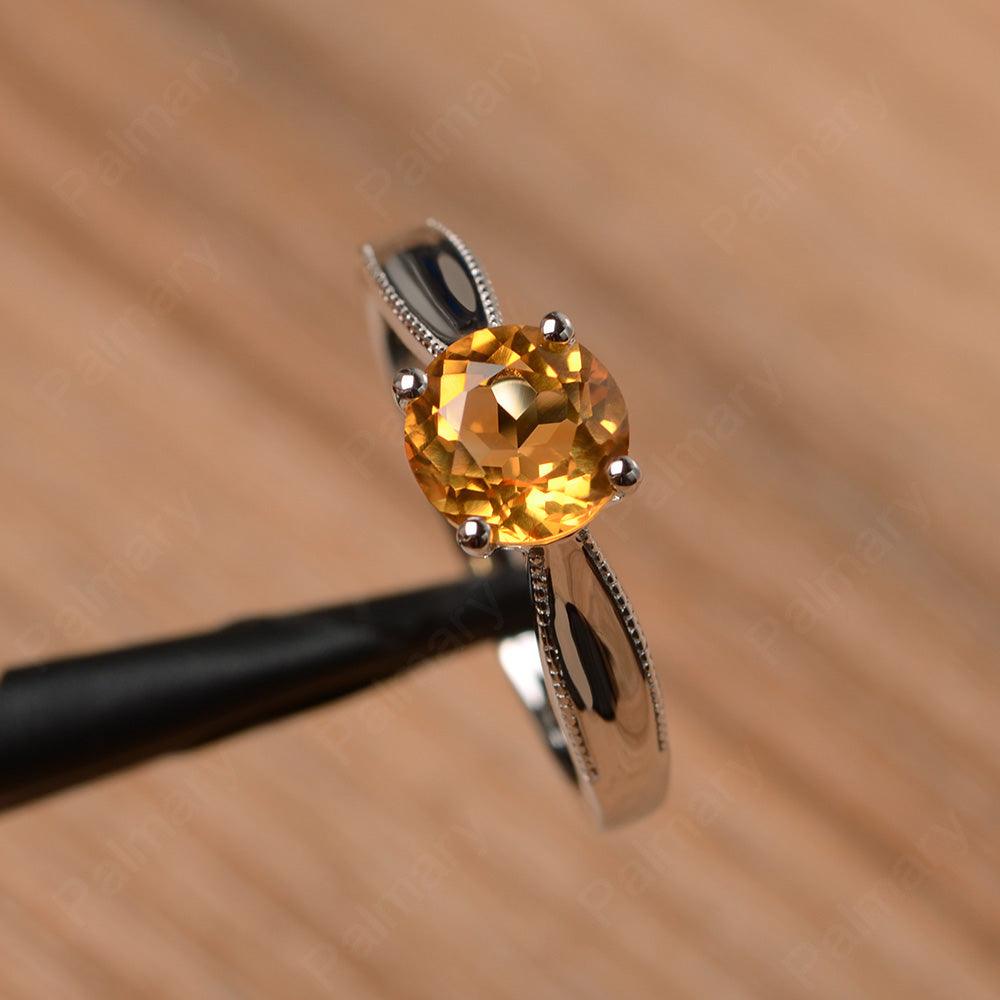 Brilliant Cut Citrine Solitaire Wedding Rings - Palmary