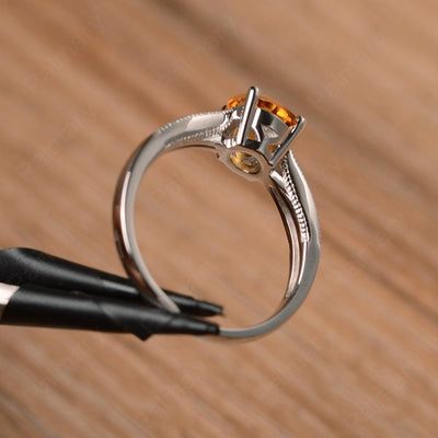 Brilliant Cut Citrine Solitaire Wedding Rings - Palmary