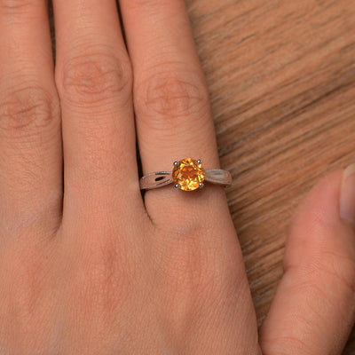 Brilliant Cut Citrine Solitaire Wedding Rings - Palmary