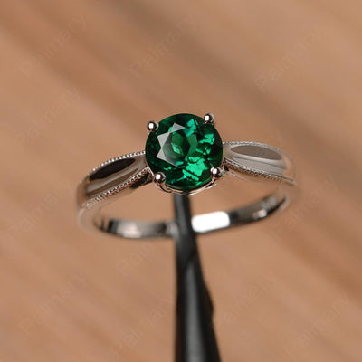 Brilliant Cut Emerald Solitaire Wedding Rings - Palmary