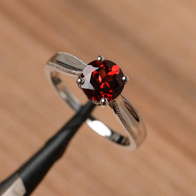 Brilliant Cut Garnet Solitaire Wedding Rings - Palmary