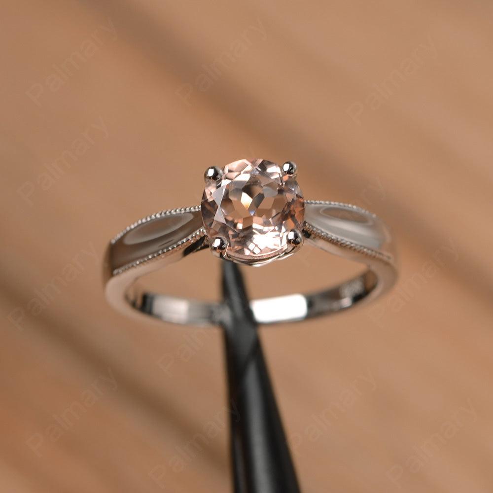 Brilliant Cut Morganite Solitaire Wedding Rings - Palmary