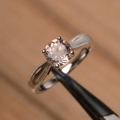 Brilliant Cut Morganite Solitaire Wedding Rings - Palmary