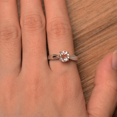 Brilliant Cut Morganite Solitaire Wedding Rings - Palmary