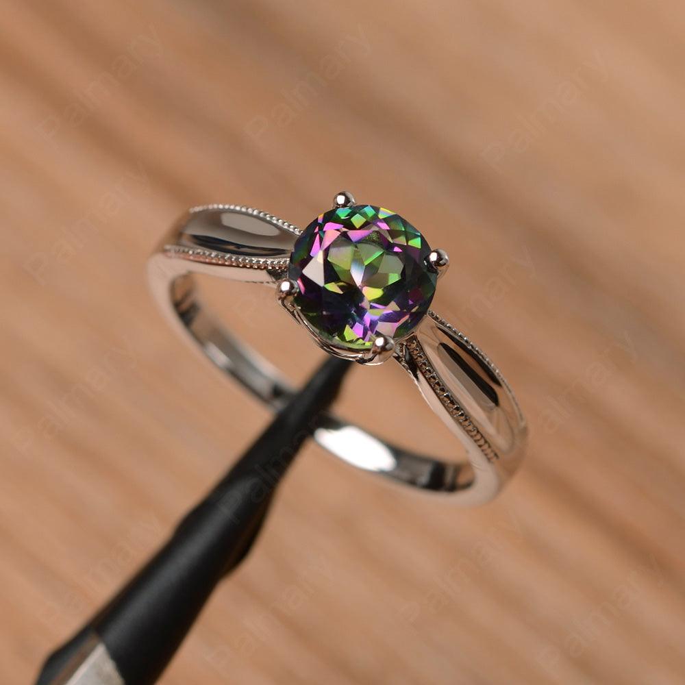 Brilliant Cut Mystic Topaz Solitaire Wedding Rings - Palmary