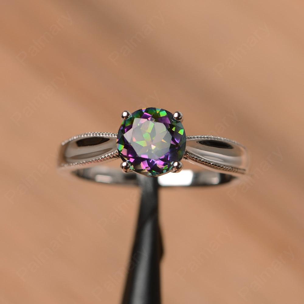 Brilliant Cut Mystic Topaz Solitaire Wedding Rings - Palmary