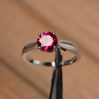 Brilliant Cut Ruby Solitaire Wedding Rings - Palmary