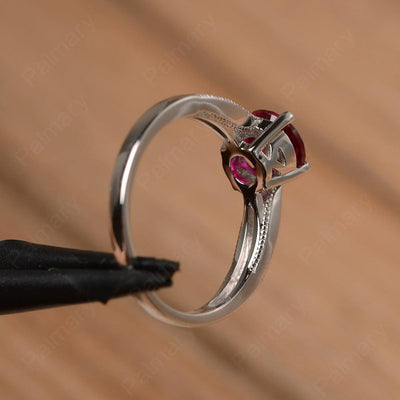 Brilliant Cut Ruby Solitaire Wedding Rings - Palmary