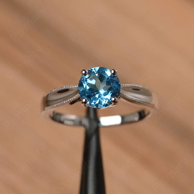 Brilliant Cut Swiss Blue Topaz Solitaire Wedding Rings - Palmary