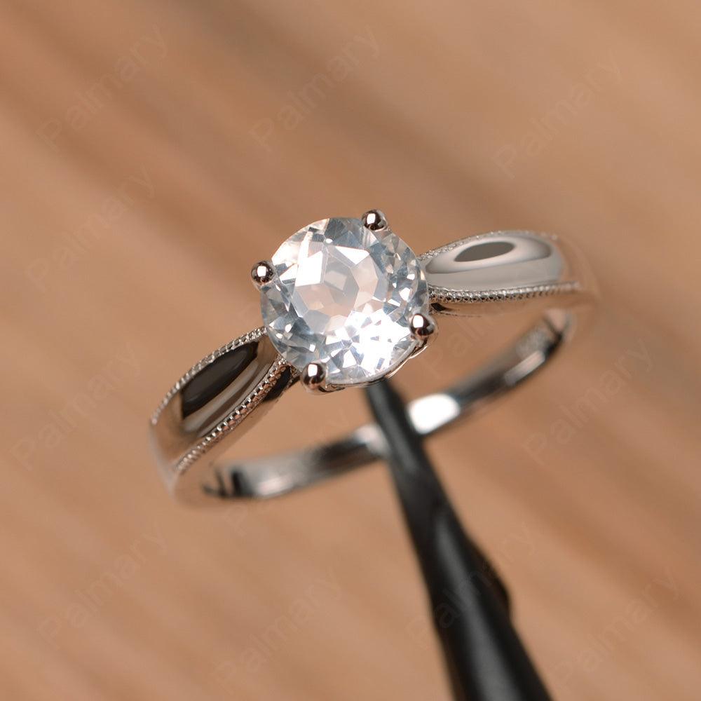 Brilliant Cut White Topaz Solitaire Wedding Rings - Palmary