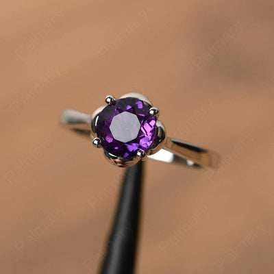 Brilliant Cut Amethyst Solitaire Rings - Palmary