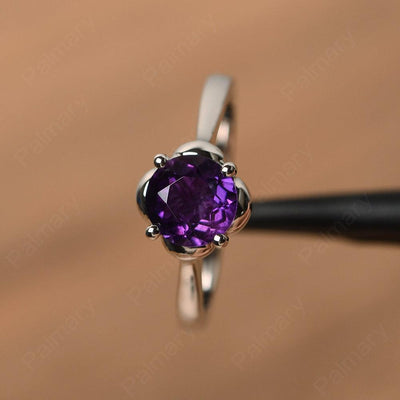Brilliant Cut Amethyst Solitaire Rings - Palmary