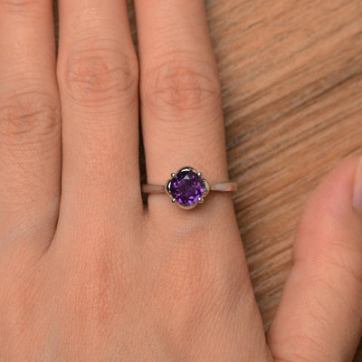 Brilliant Cut Amethyst Solitaire Rings - Palmary