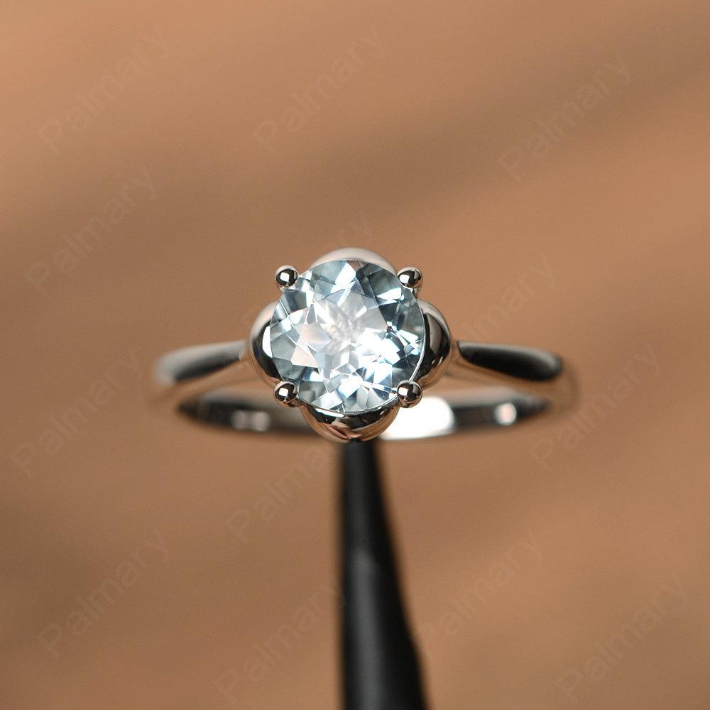 Brilliant Cut Aquamarine Solitaire Rings - Palmary