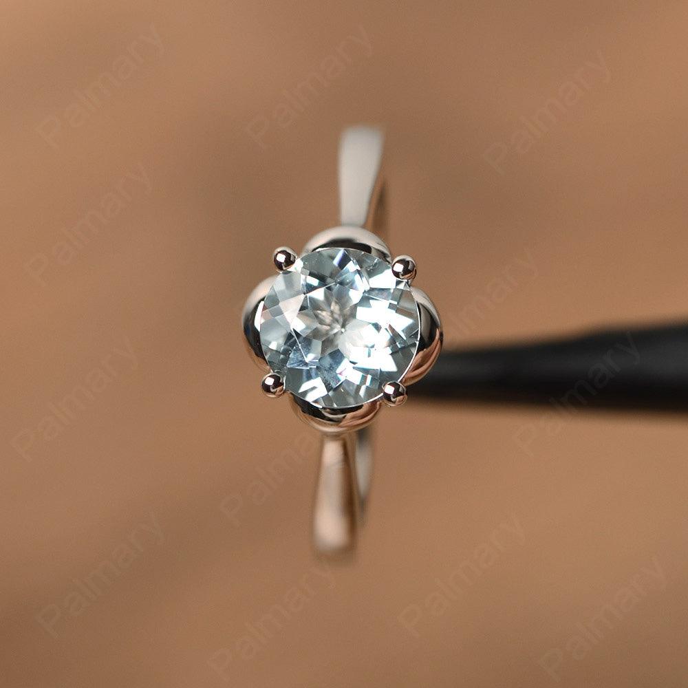 Brilliant Cut Aquamarine Solitaire Rings - Palmary