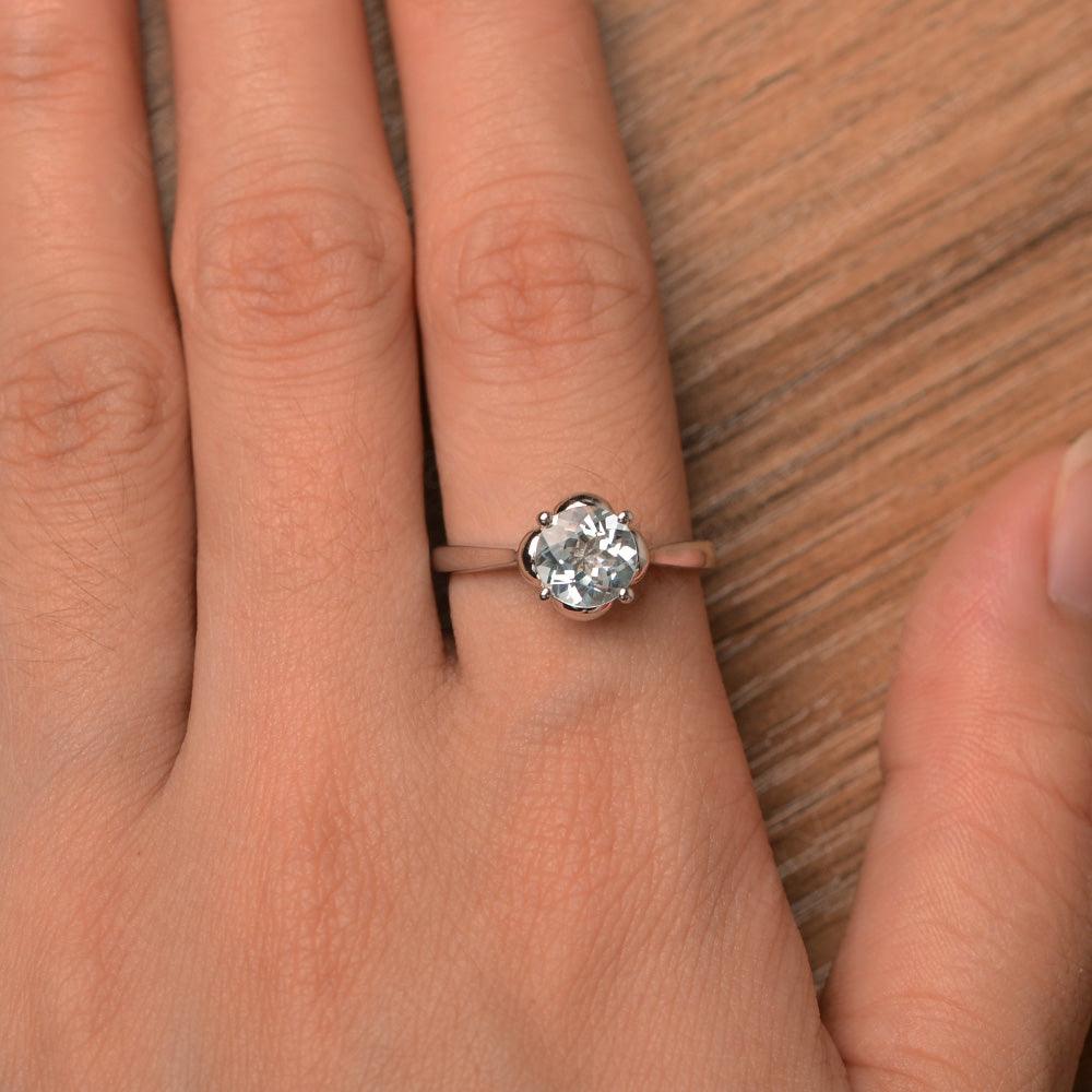Brilliant Cut Aquamarine Solitaire Rings - Palmary