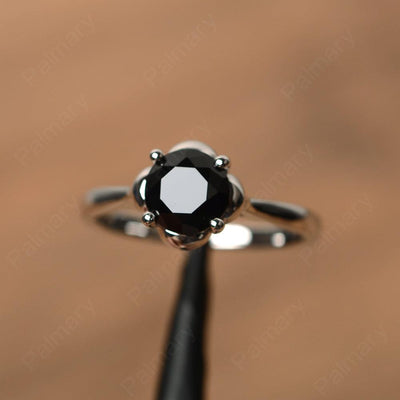 Brilliant Cut Black Spinel Solitaire Rings - Palmary