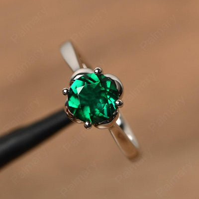 Brilliant Cut Emerald Solitaire Rings - Palmary