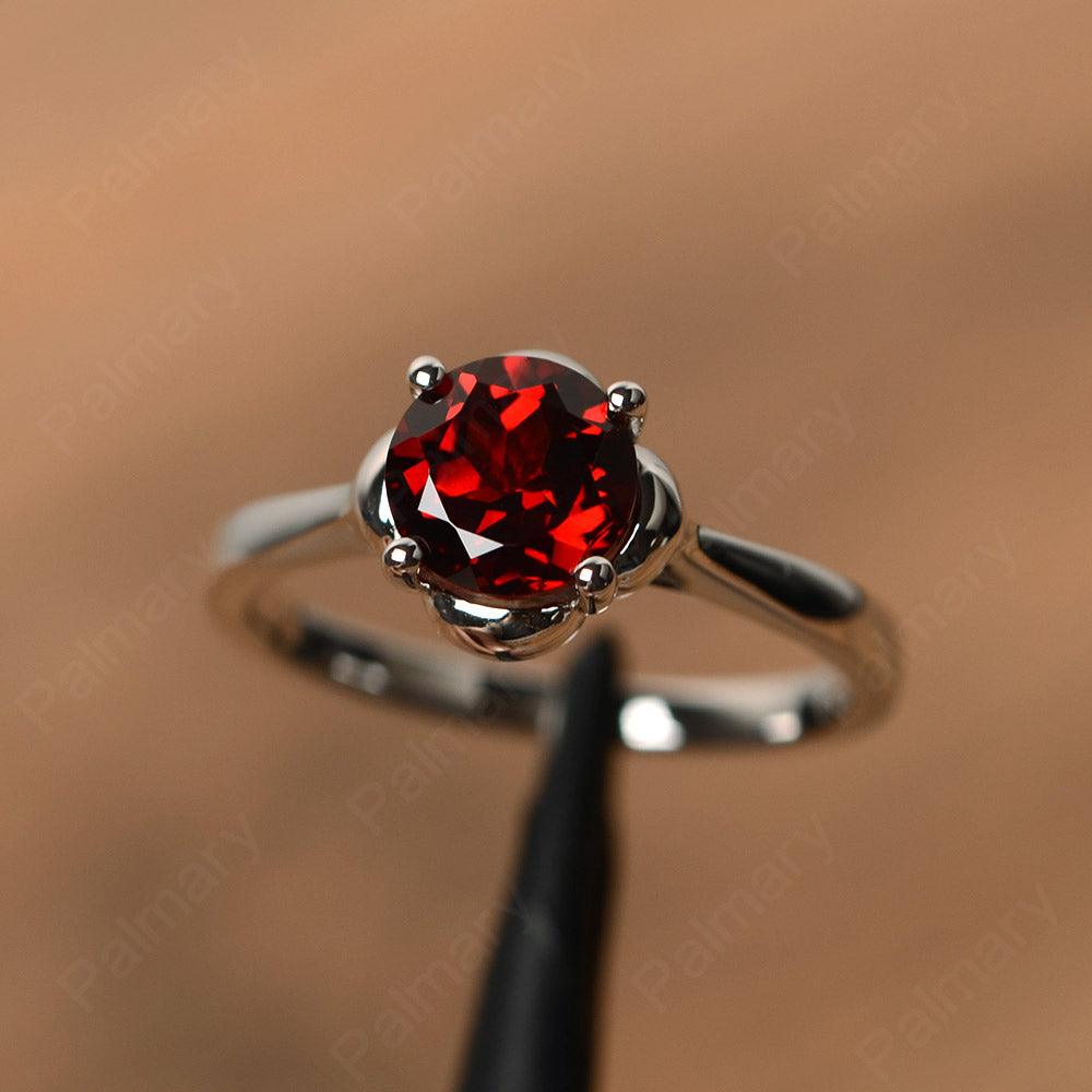Brilliant Cut Garnet Solitaire Rings - Palmary