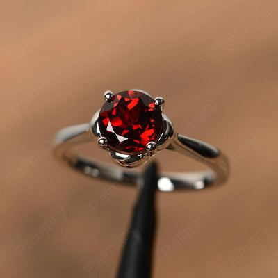 Brilliant Cut Garnet Solitaire Rings - Palmary