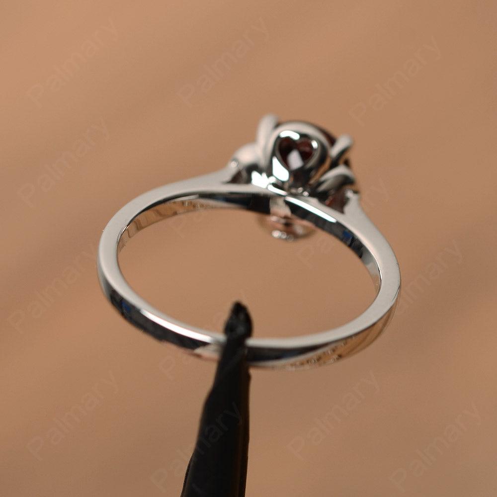 Brilliant Cut Garnet Solitaire Rings - Palmary