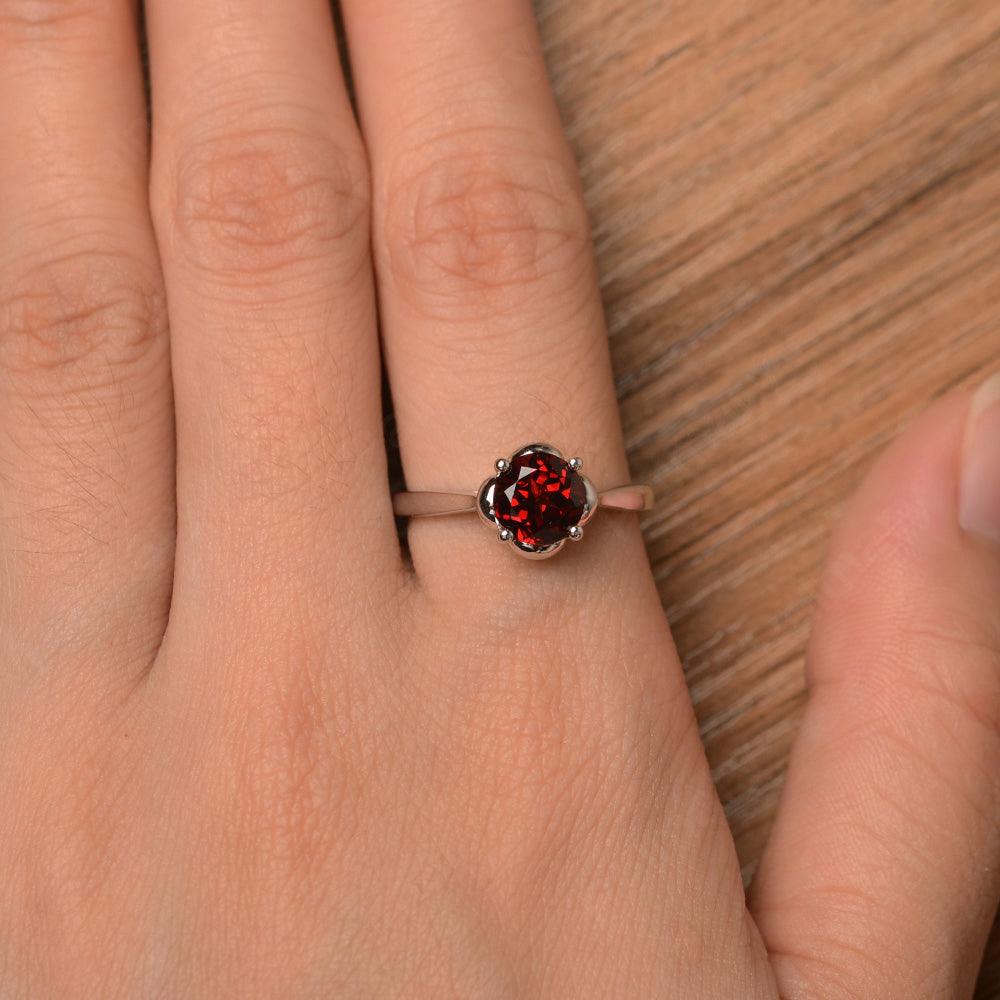 Brilliant Cut Garnet Solitaire Rings - Palmary