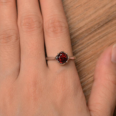 Brilliant Cut Garnet Solitaire Rings - Palmary