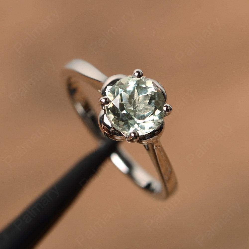 Brilliant Cut Green Amethyst Solitaire Rings - Palmary