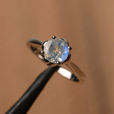 Brilliant Cut Moonstone Solitaire Rings - Palmary