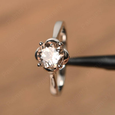Brilliant Cut Morganite Solitaire Rings - Palmary