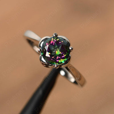 Brilliant Cut Mystic Topaz Solitaire Rings - Palmary
