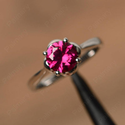 Brilliant Cut Ruby Solitaire Rings - Palmary