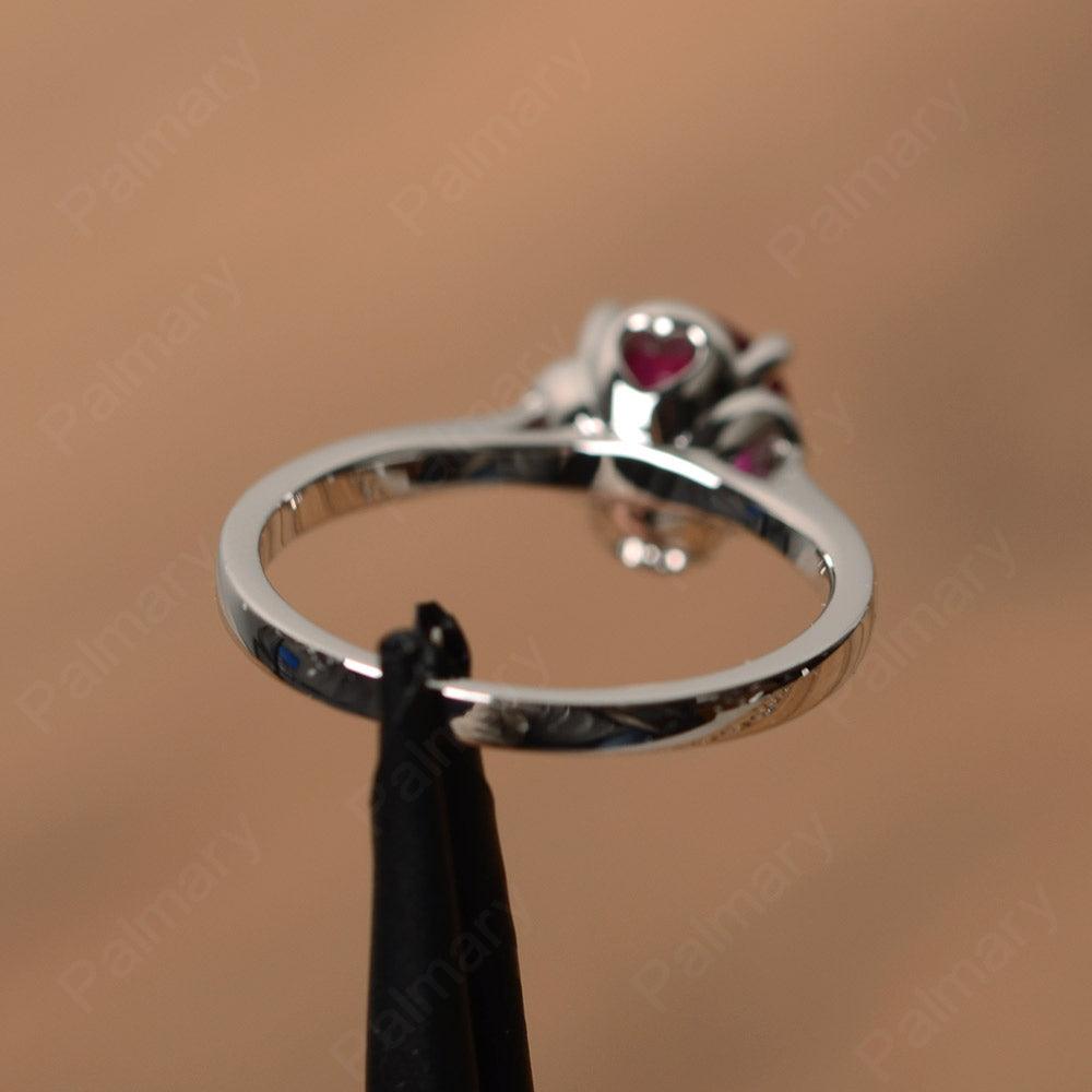 Brilliant Cut Ruby Solitaire Rings - Palmary