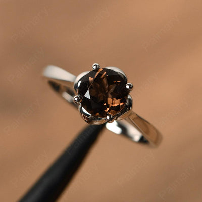 Brilliant Cut Smoky Quartz  Solitaire Rings - Palmary