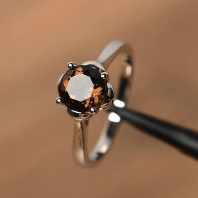 Brilliant Cut Smoky Quartz  Solitaire Rings - Palmary