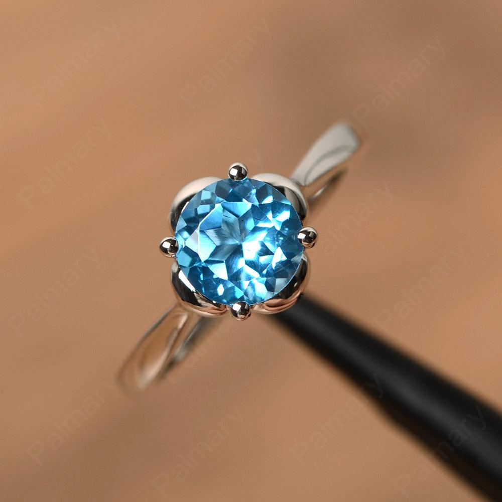 Brilliant Cut Swiss Blue Topaz Solitaire Rings - Palmary