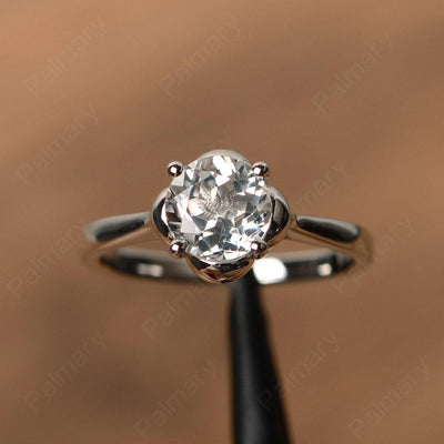 Brilliant Cut White Topaz Solitaire Rings - Palmary