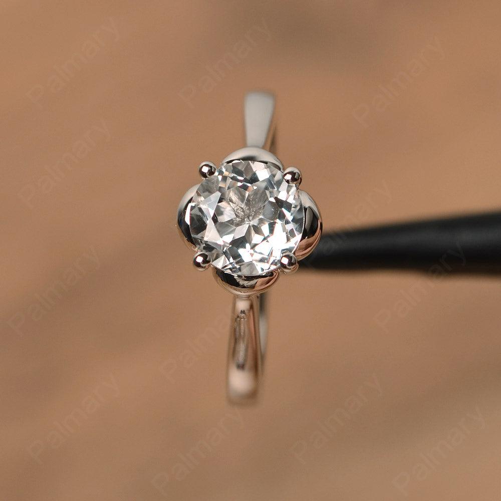 Brilliant Cut White Topaz Solitaire Rings - Palmary