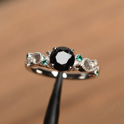 Vintage Black Spinel Engagement Rings - Palmary