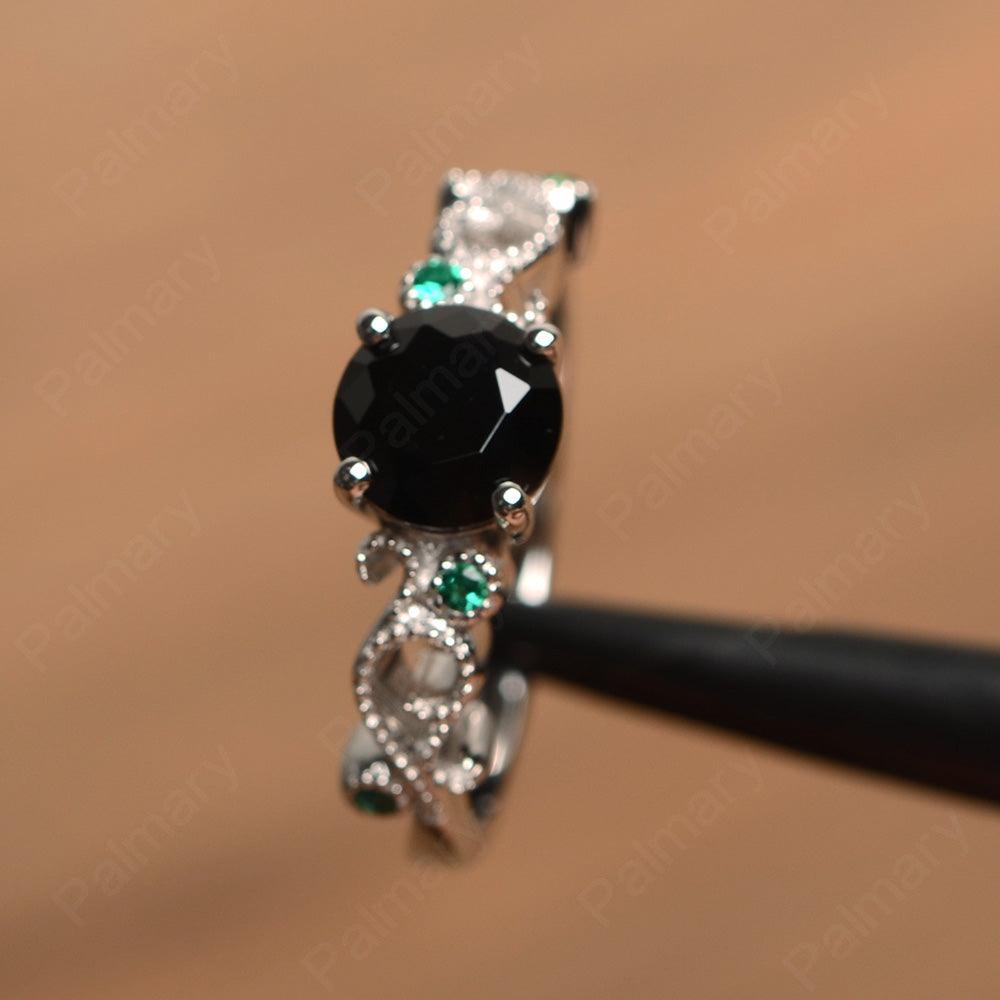 Vintage Black Spinel Engagement Rings - Palmary