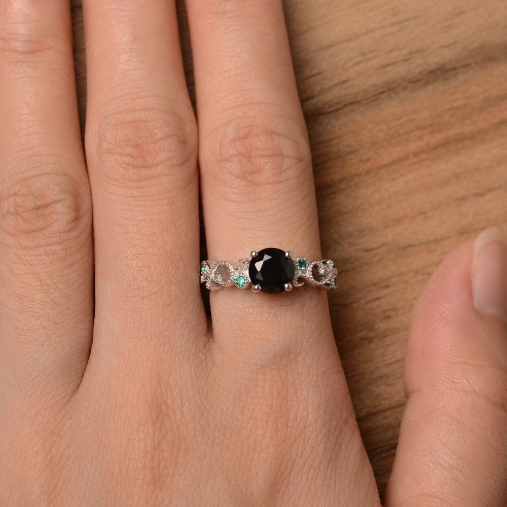 Vintage Black Spinel Engagement Rings - Palmary
