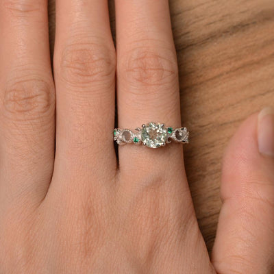 Vintage Green Amethyst Engagement Rings - Palmary