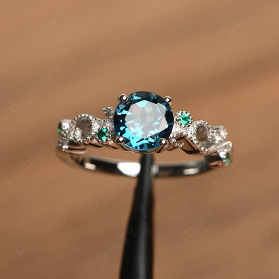 Vintage London Blue Topaz Engagement Rings - Palmary