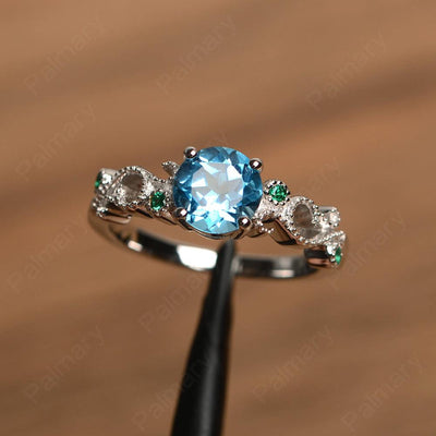 Vintage Swiss Blue Topaz Engagement Rings - Palmary