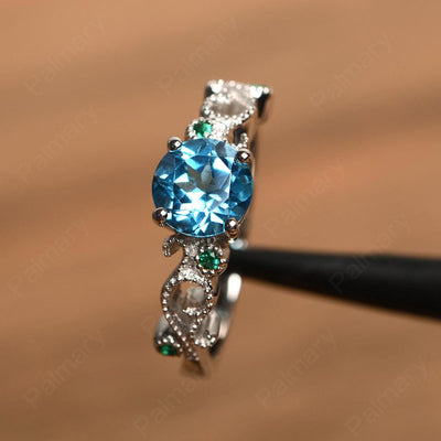 Vintage Swiss Blue Topaz Engagement Rings - Palmary
